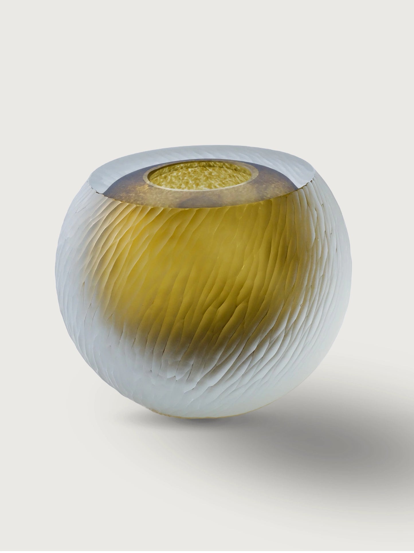 Çizgi Dekorlu Murano Renkli Küre Cam Dekor