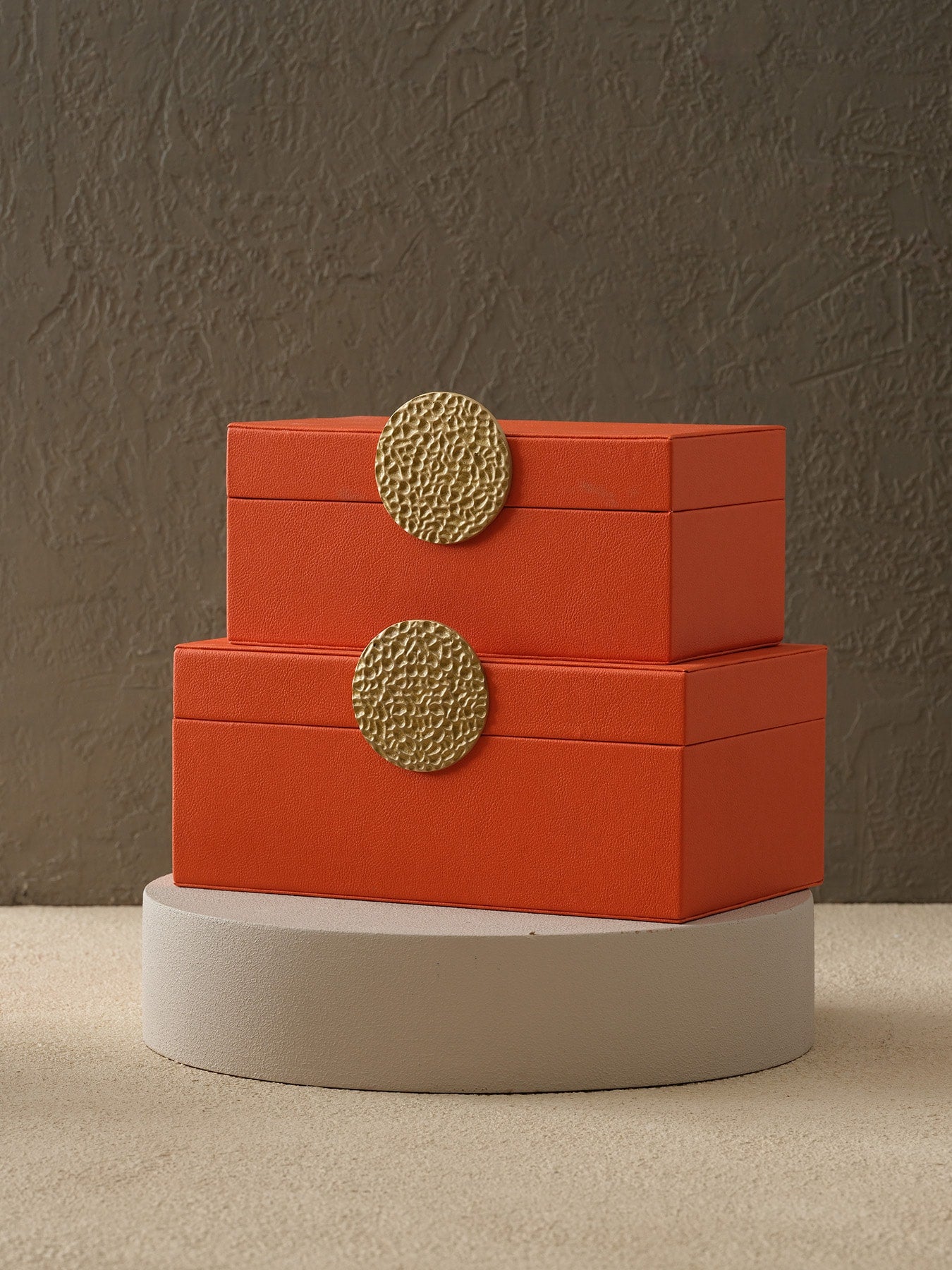 2'li Petek Düğmeli Deri Kutu