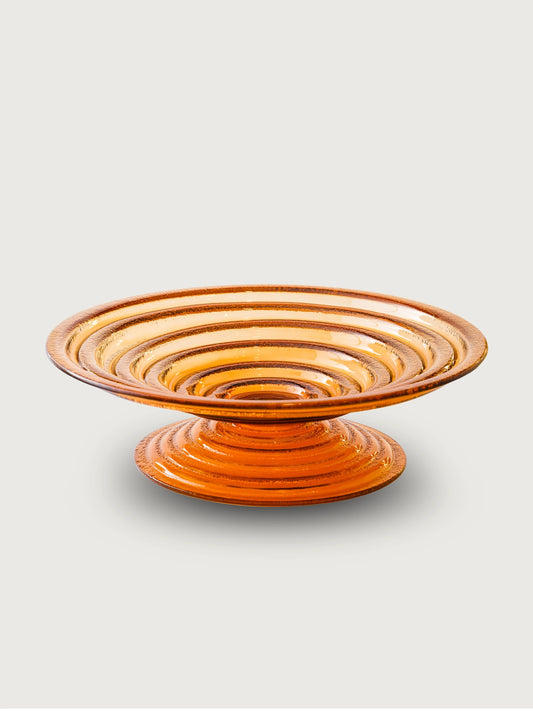 Marleth.co Döngü Çanak; el yapımı sanatsal cam gövdeli, H 13 * Ø 42 ölçülerinde lüks dekoratif obje ve modern sunumluk.