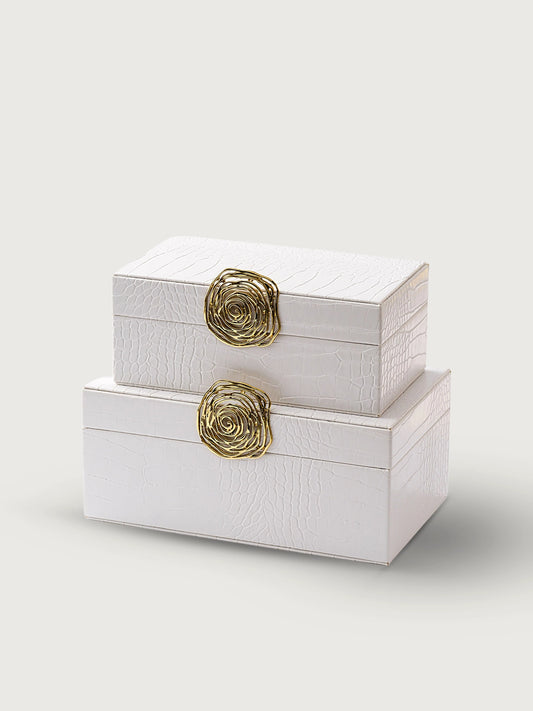 2'li Pirinç Aksesuarlı Deri Kutu