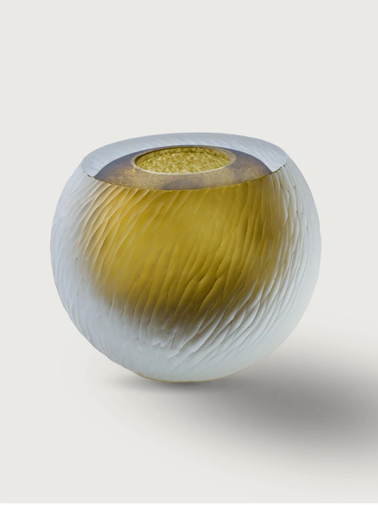 Çizgi Dekorlu Murano Renkli Küre Cam Dekor