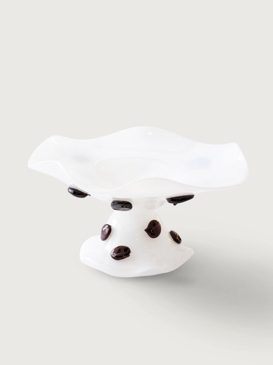 Ayaklı Puantiyeli Cam Çanak