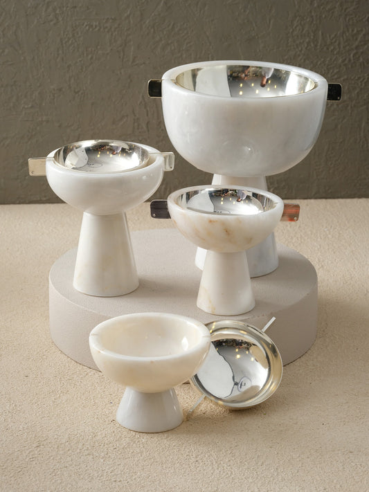 Kulaklı/İç Pirinç Kaseli Mermer Kase