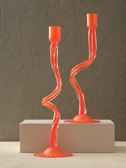 XL Cam Murano Kıvrık Mumluk - Orta Boy