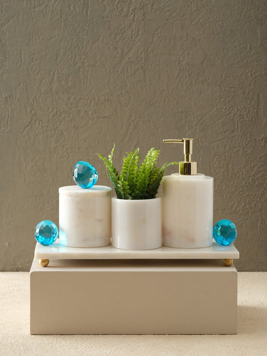 Kristal Yumurtalı Banyo Seti(Tepsi, Diş Fırçalık, Kutu, Sıvı Sabunluk)