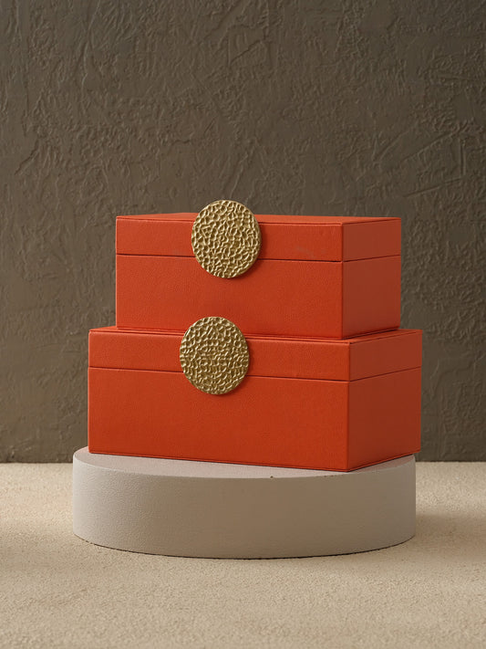 2'li Petek Düğmeli Deri Kutu