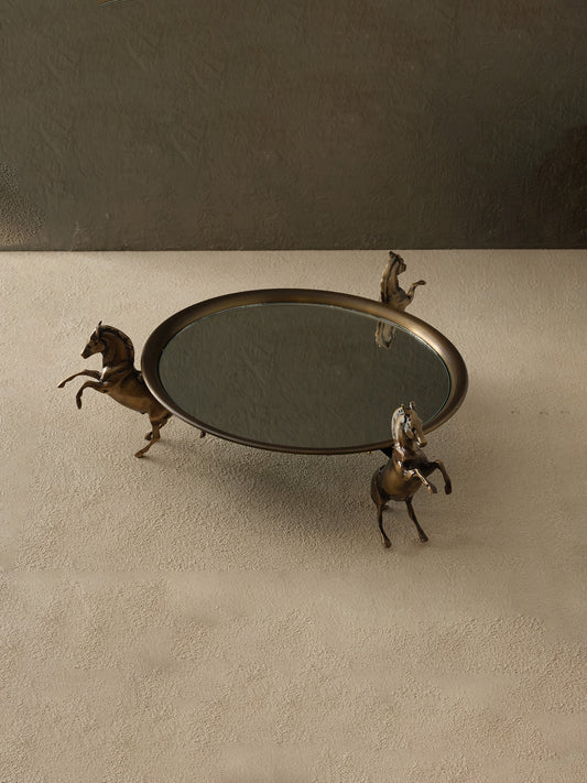 3 Atlı Aynalı Tepsi