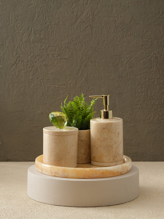 Kristal Yumurtalı Banyo Seti(Tepsi, Diş Fırçalık, Kutu, Sıvı Sabunluk)