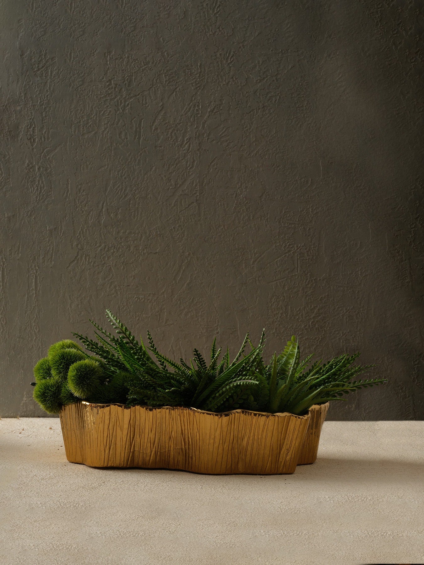 Gold Çizgili Amorf Saksı - Büyük Boy