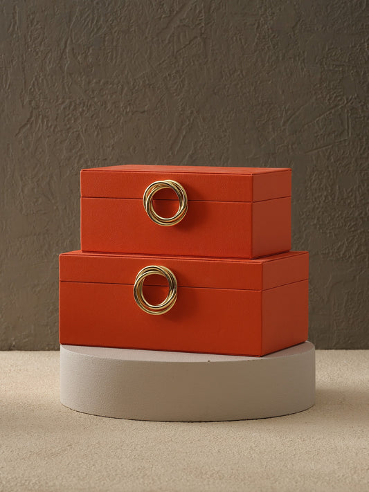 2'li Pirinç Halkalı Deri Kutu