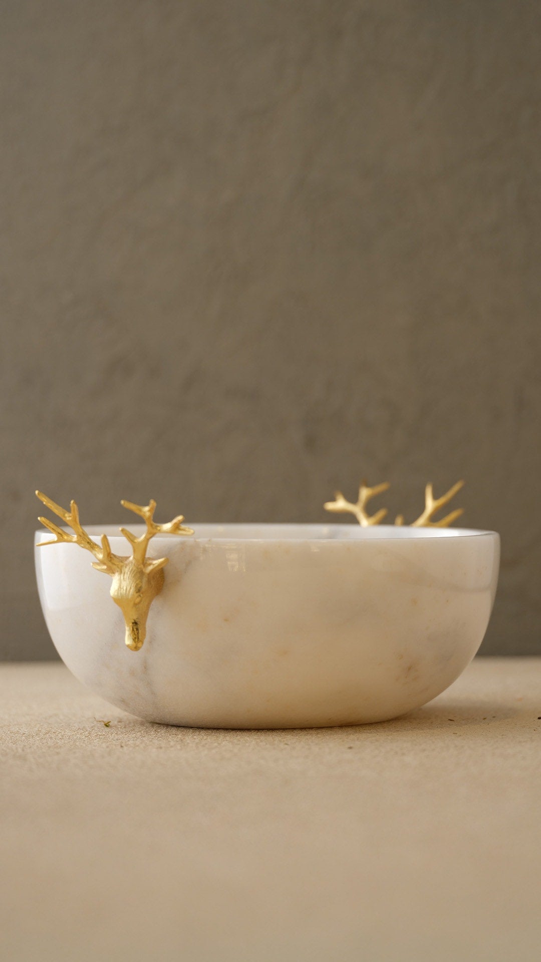 2 Pirinç Geyikli Mermer Çanak