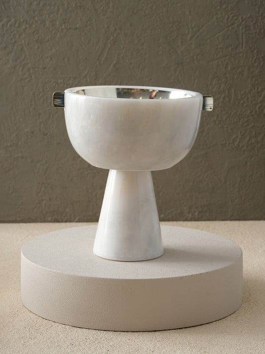 Kulaklı/İç Pirinç Kaseli Mermer Çanak