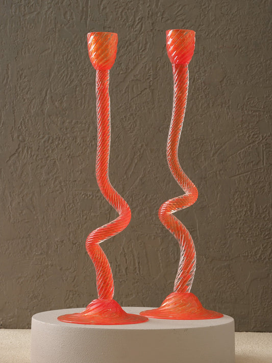 XL Cam Murano Kıvrık Mumluk - Orta Boy