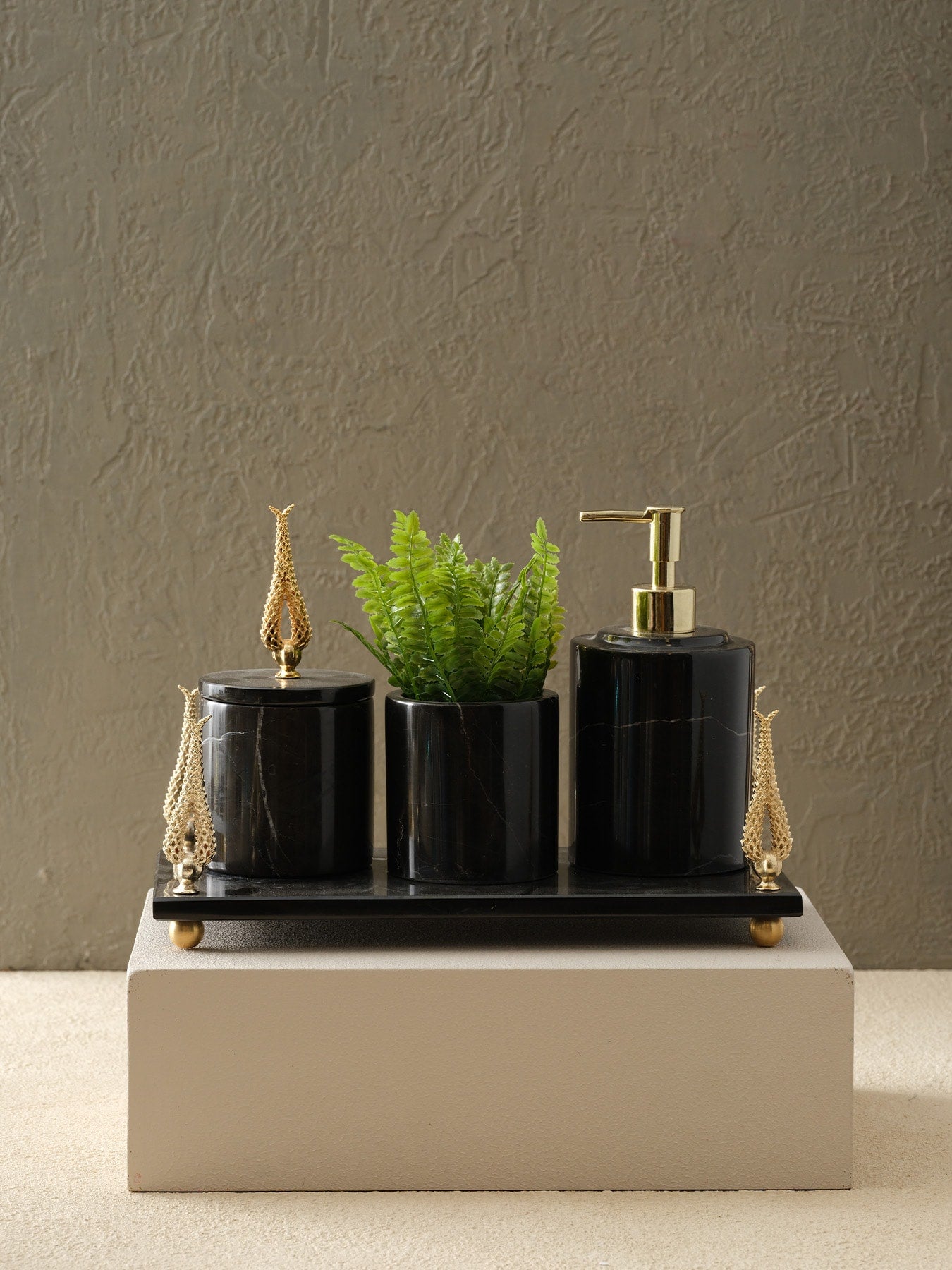 Sümbül Banyo Seti(Tepsi, Diş Fırçalık, Kutu, Sıvı Sabunluk)