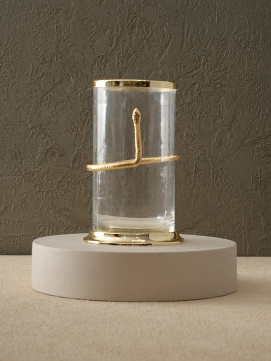 Yılan Aksesuarlı Cam Vazo