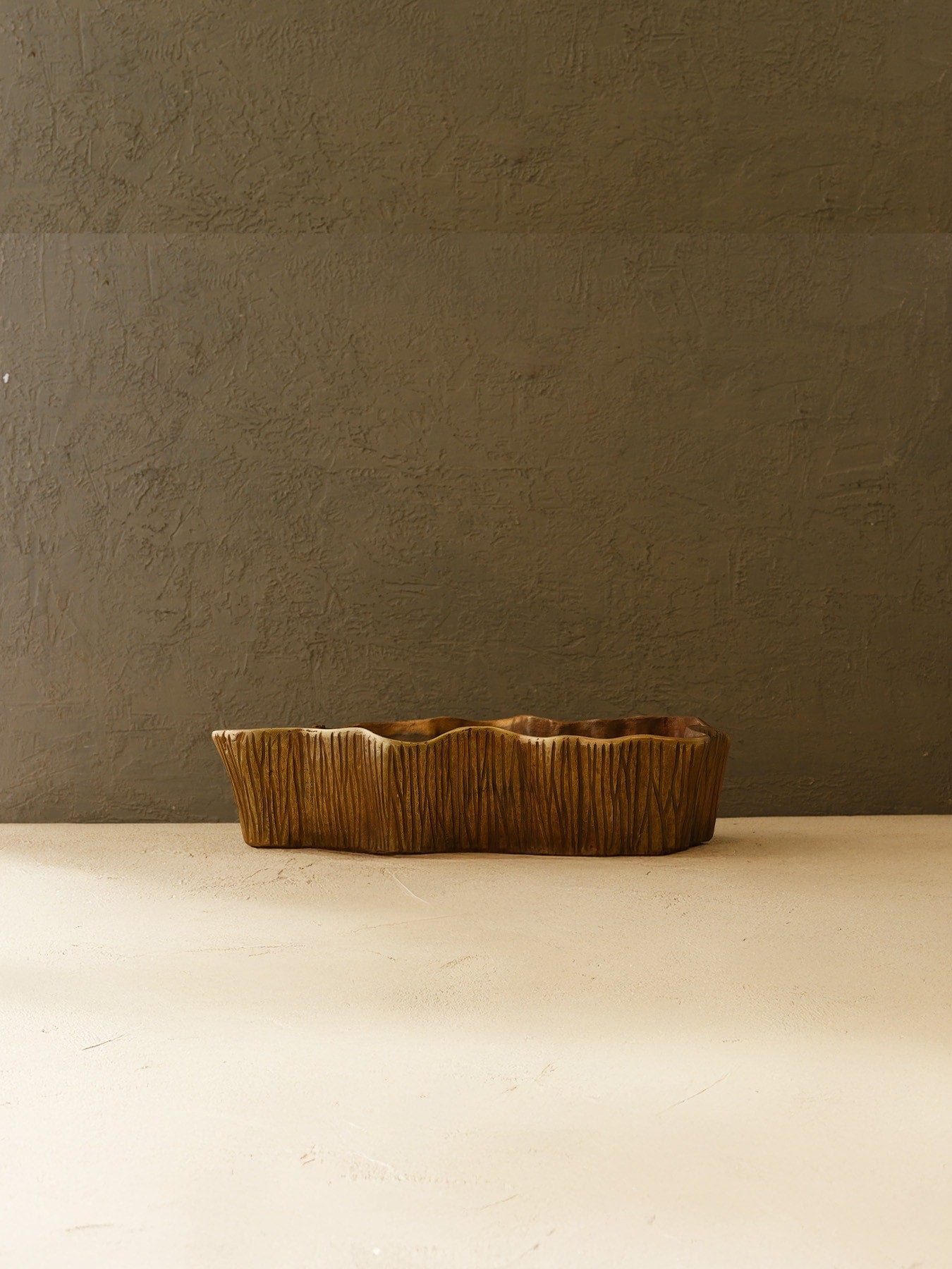 Eskitme Çizgili Amorf Saksı - Büyük Boy