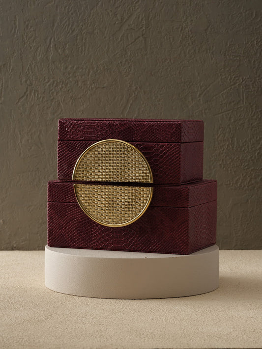 2'li Pirinç Yarım Ay Deri Kutu