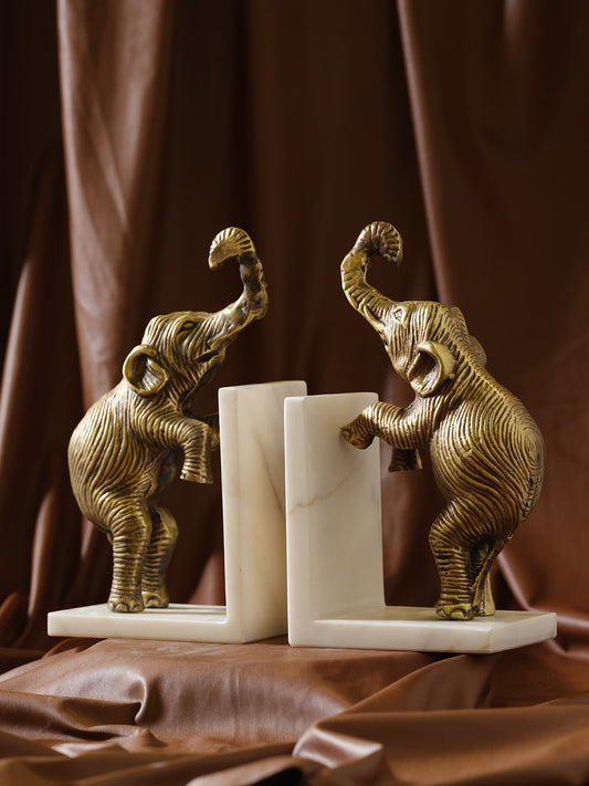 Marleth.co el yapımı kitap tutucu modelleri lüks büyük filli kitap tutucu heykel kitap desteği bookend modelleri çalışma odası aksesuarları lüks kitaplık objeleri layni dekor ve petek dokulu dekor kombinli ev dekorasyonu